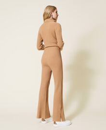 Pantalon en maille de laine et cachemire Beige "Dune" Femme 222TP3342-04