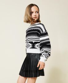 Leather-like pleated trouser skirt Black Child 222GJ2261-03