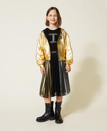 Laminated georgette long skirt Multicolour "Gunpowder" Silver / Gold / Black Child 222GJ2440-0T