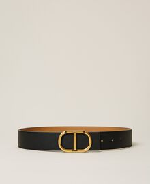 Reversible leather belt with logo Black / Leather Woman 999TA4322-01
