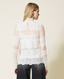 Blusa in tulle e pizzo Bianco Neve Donna 222TP2254-04