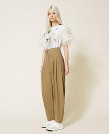 Pantalon en toile de coton recyclé Marron "Rustique" Femme 221AT2402-03