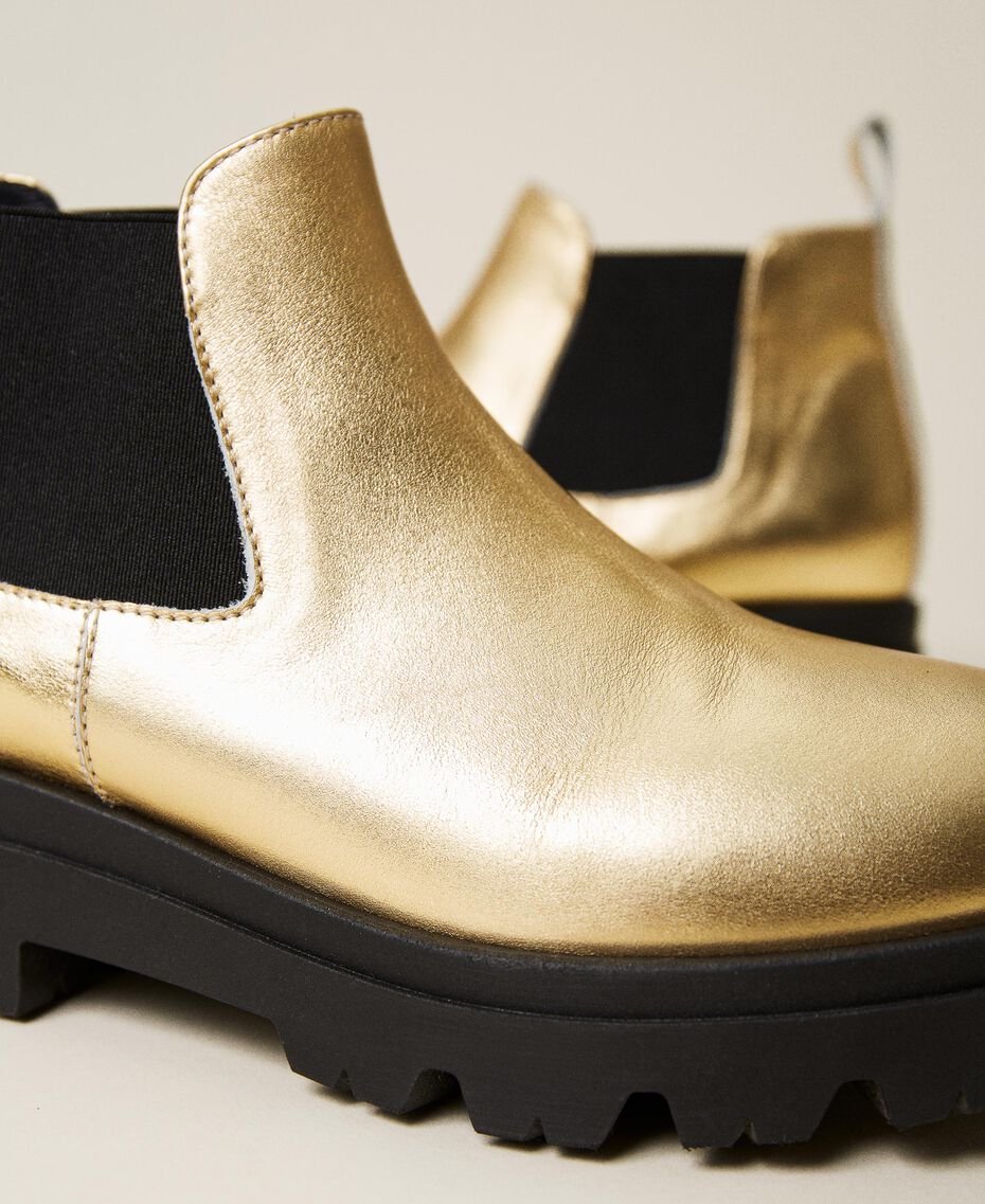 Laminated leather Chelsea boots Gold Yellow Child 222GCJ052-03