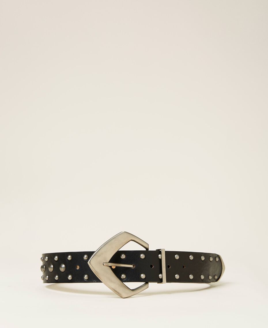 Studded leather belt Black Woman 212TO509C-02