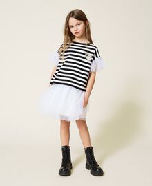 Dress with tulle and striped jumper set Off White Stripe Two-tone Black / Off White Child 221GJ3182-01