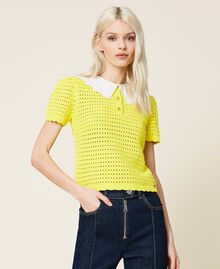 Regular jumper with removable collar Vivid Yellow Woman 221AT3152-02