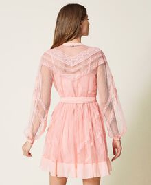 Point d'esprit tulle dress with lace "Peach Cream” Pink Woman 221TP2171-04
