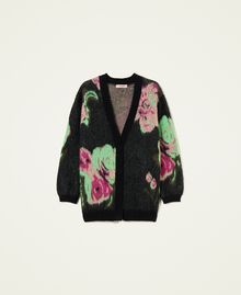 Pique jacquard mohair blend cardigan Multicolour Neon Crazy Flowers Jacquard Woman 222TT3571-0S