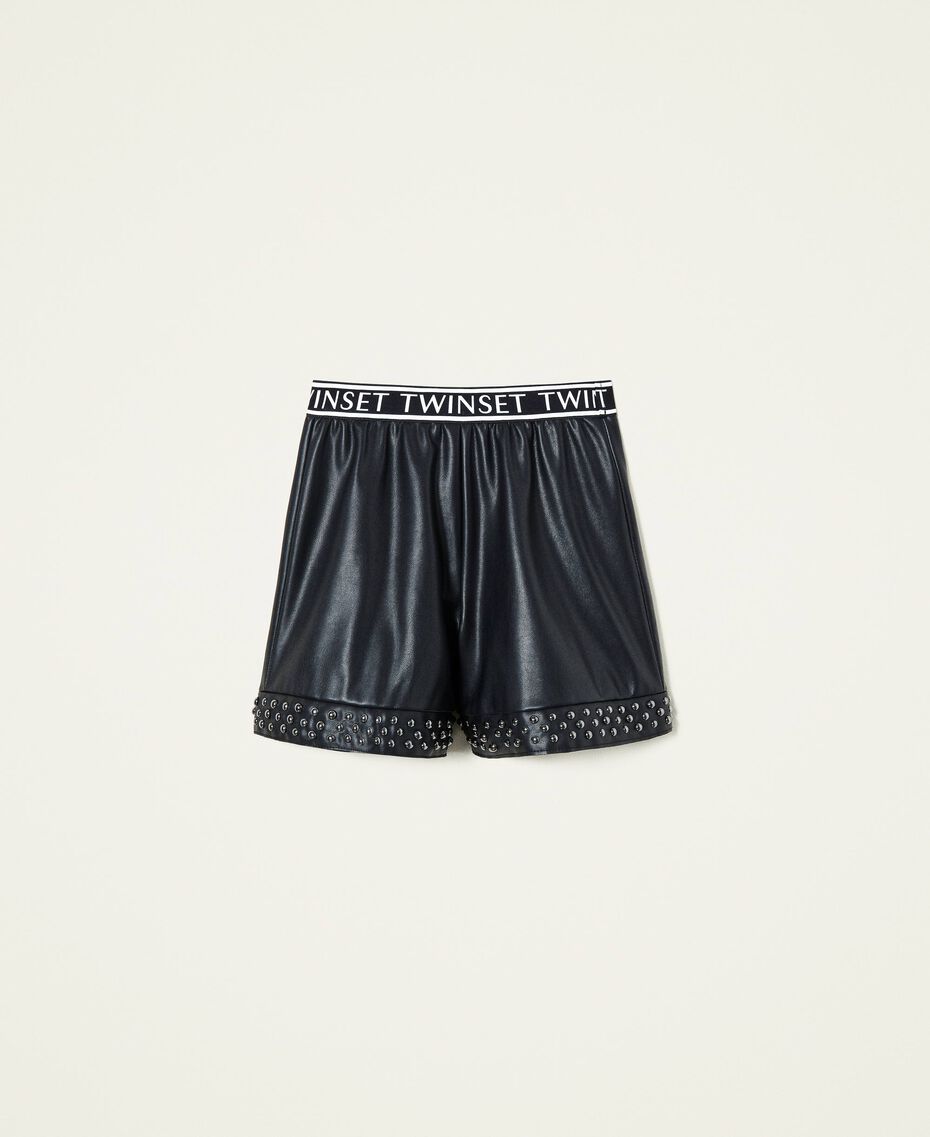 Bermuda shorts with studs and logo Black Child 212GJ2481-0S