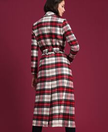 Long coat in chequered wool Macro Tartan Jacquard Woman 192TP2611-04