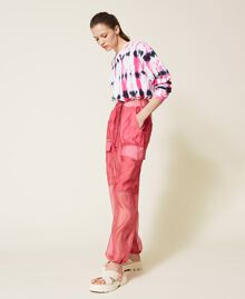 Cropped sweatshirt with tie-dye print Neon Pink Tie & Dye Woman 221AT256A-04