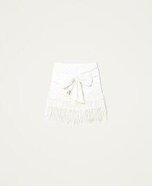 Taffeta miniskirt with feathers White Gardenia Woman 221AT2092-0S