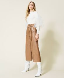 Pantaloni wide leg effetto pelle Beige "Light Wood" Donna 222TT2015-02