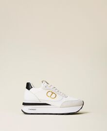 Leather trainers with logo White Woman 222TCP080-01