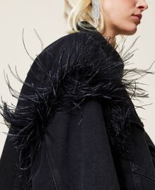 Denim jacket with feathers Black Denim Woman 212TP232A-05