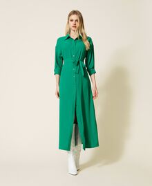 Long shirt dress with belt "Flag” Green Woman 222LI24JJ-01