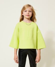 Scuba fabric hoodie with logo "Kiwi Colada" Green Child 222GJ212C-01