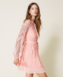 Point d'esprit tulle dress with lace "Peach Cream” Pink Woman 221TP2171-03