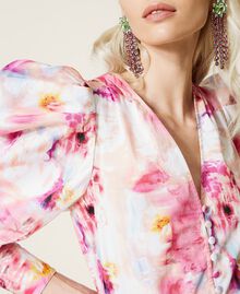 Robe en popeline florale Nuances de Rose « Hot Pink » Femme 221AT2481-06
