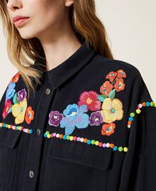 Bull jacket with multicolour flowers Black Woman 221TT2260-05