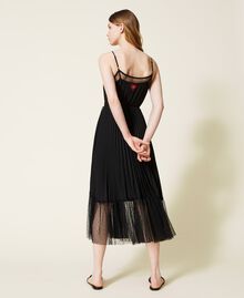 Slip dress with pleated skirt Black Woman 221TQ2061-03