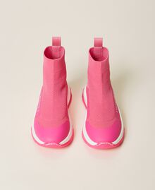 Baskets modèle sock boots avec logo Rose Shocking Enfant 221GCJ018-05