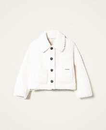 Reversible faux fur jacket Dark Mother-of-Pearl Child 222GJ217A-0S