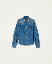 Chemise en jean avec patchs brodés Bleu "Denim Moyen" Femme 221AT234D-0S