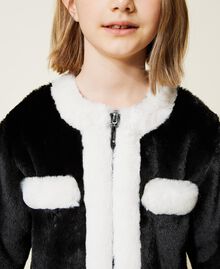 Two-tone faux fur jacket Bicolour Black / Off White Child 222GJ2170-04