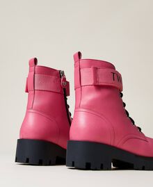 Colourful leather combat boots with logo "Sunrise" Pink Child 222GCJ060-04