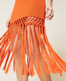 Robe mi-longue en maille avec franges Orange « Cherry Tomato » Femme 221TT3110-04