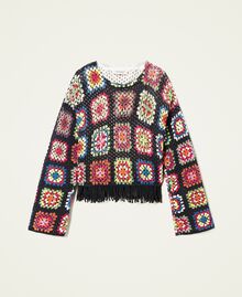 Mehrfarbiger Pullover in Häkeloptik Multicolour Schwarz Kind 222GJ309B-0S