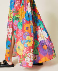 Long floral muslin skirt “Azalea” Pink Mexico Flower Print Woman 221TT2305-06