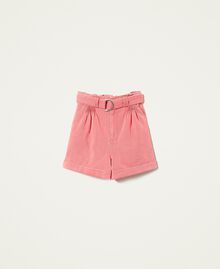 High waist stone washed bull shorts Shocking Pink Woman 221TT2124-0S
