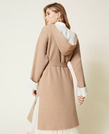 “Responsible” merino wool blend cardigan Two-tone Chalk / Camel Woman 212TQ312C-03