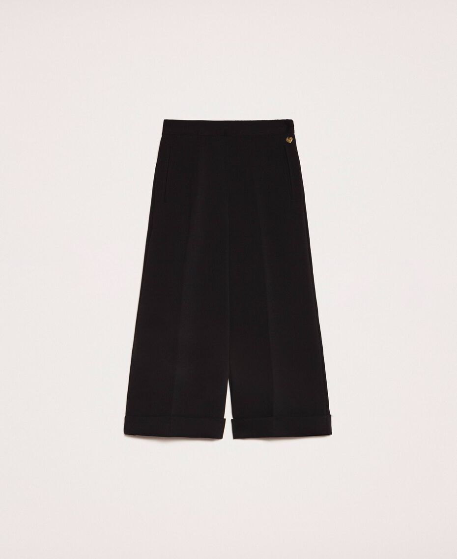 Wide georgette trousers Woman, Black | TWINSET Milano