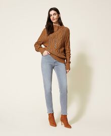 Skinny jeans with raw cut hem Grey Denim Woman 222TT2450-01
