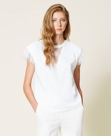 Valenciennes lace t-shirt White Snow Woman 221TP2230-05