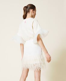 Taffeta miniskirt with feathers White Gardenia Woman 221AT2092-04