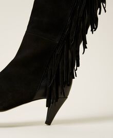 Leather high boots with fringes Black Woman 212TCP10C-04