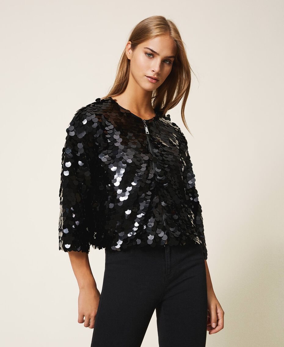 Full sequin jacket Woman, Black | TWINSET Milano
