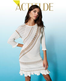 Robe asymétrique en maille tricotée Multicolore Nacre/Blanc « Pierre Ponce »/Marron « Kelp » Femme 231AP3260-01