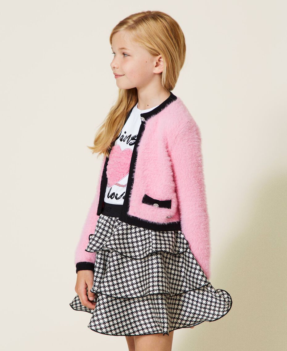 Knit jacket with jewel buttons "Sunrise" Pink Child 222GJ308D-02