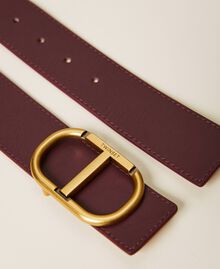Reversible leather belt with logo Two-tone Grape / "Parisienne" Pink Woman 222TO5042-02