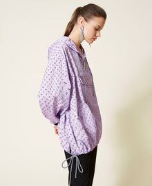 Taffeta jacket with all over logo "Pastel Lilac" / Black Print Woman 221AT2223-04
