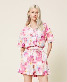 Floral poplin shorts "Hot Pink” Nuances Woman 221AT2484-02