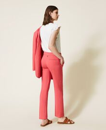 Linen blend twill cigarette trousers "Wild Azalea” Red Woman 221TT2199-05
