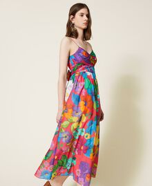 Robe longue en mousseline florale Imprimé Fleur Mexique Rose « Azalée » Femme 221TT2301-02