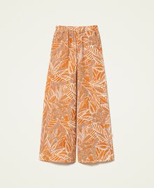 Pantalon palazzo en mousseline imprimée Imprimé « Summer »/Orange « Spicy Curry » Femme 221AT2650-0S