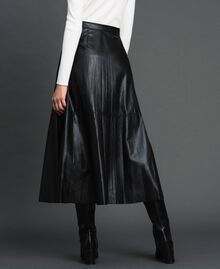 Faux leather pleated midi skirt Black Woman 192ST2015-03